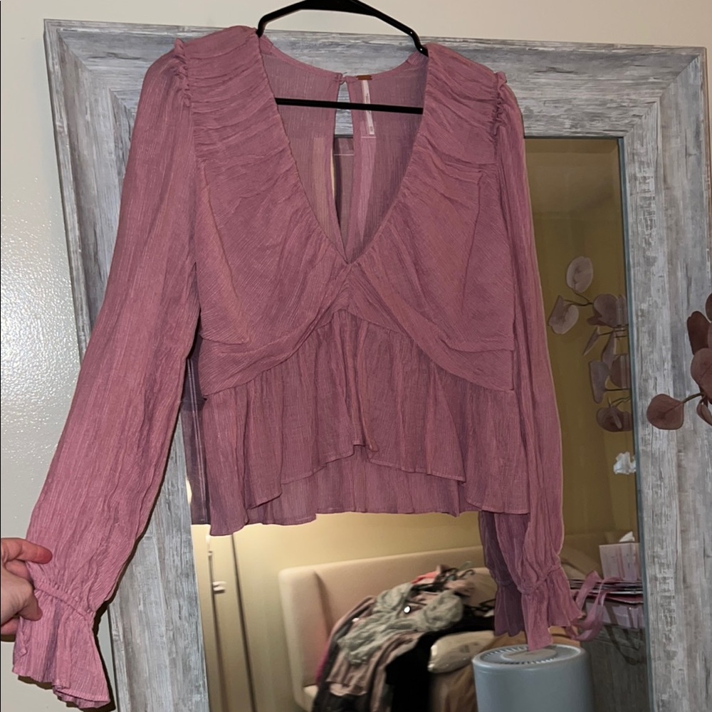 Free People Pink Bohemian Crop Top Size: XS